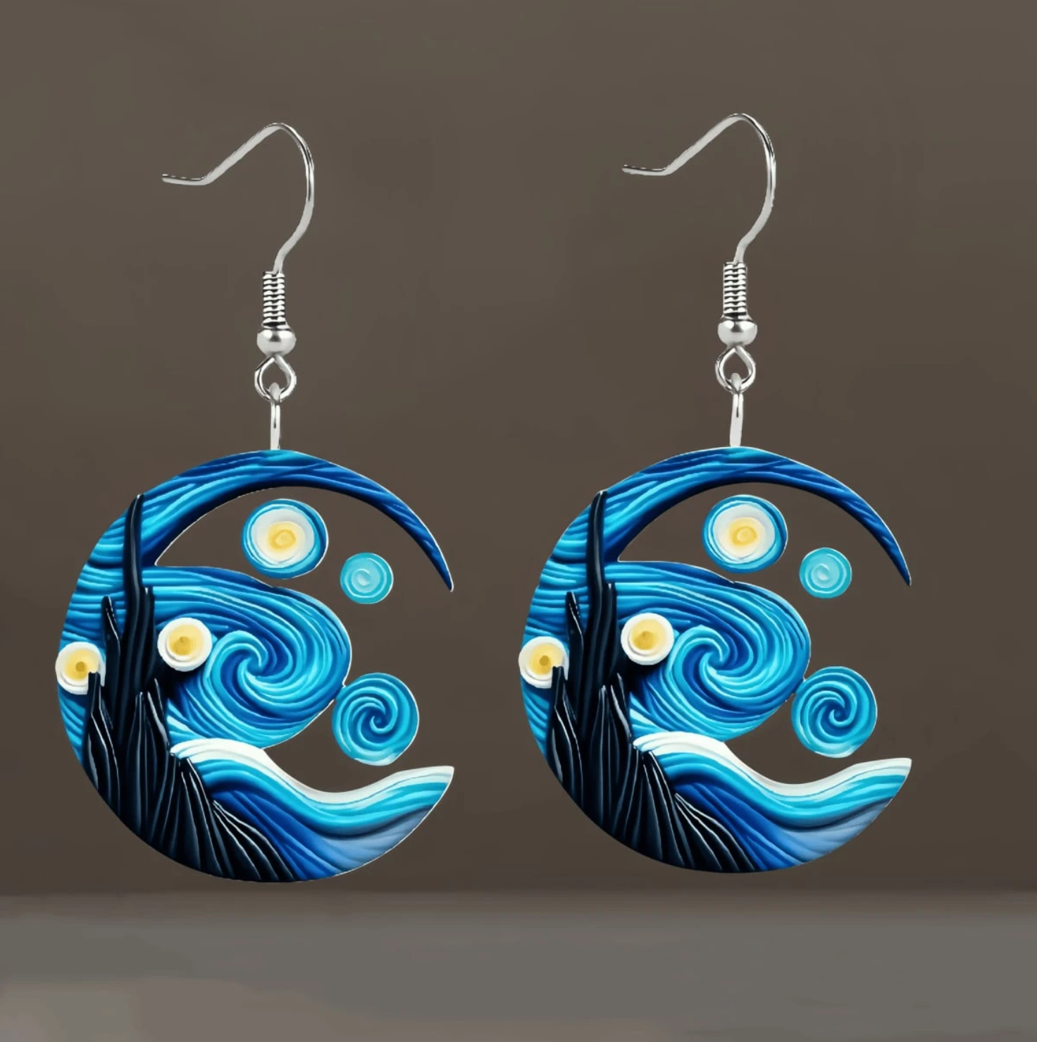 Unique 2D Acrylic Starry Night Earrings