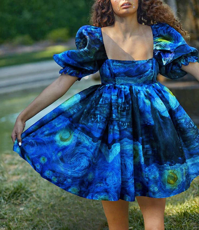Van Gogh Puffy mini Dress