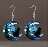 Unique 2D Acrylic Starry Night Earrings