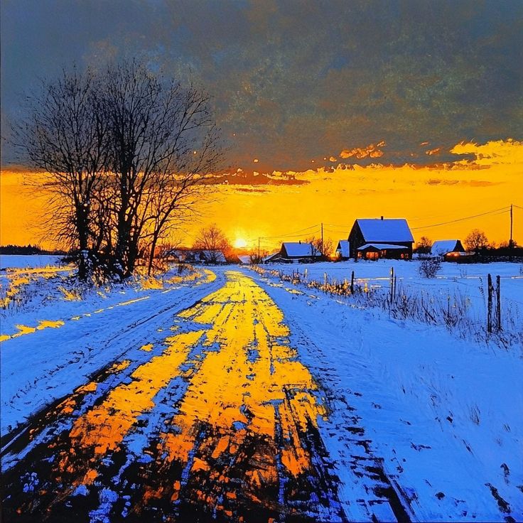 Sunset Over the Frozen Path