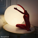 Humanoid Sculpture Moon Table Lamp