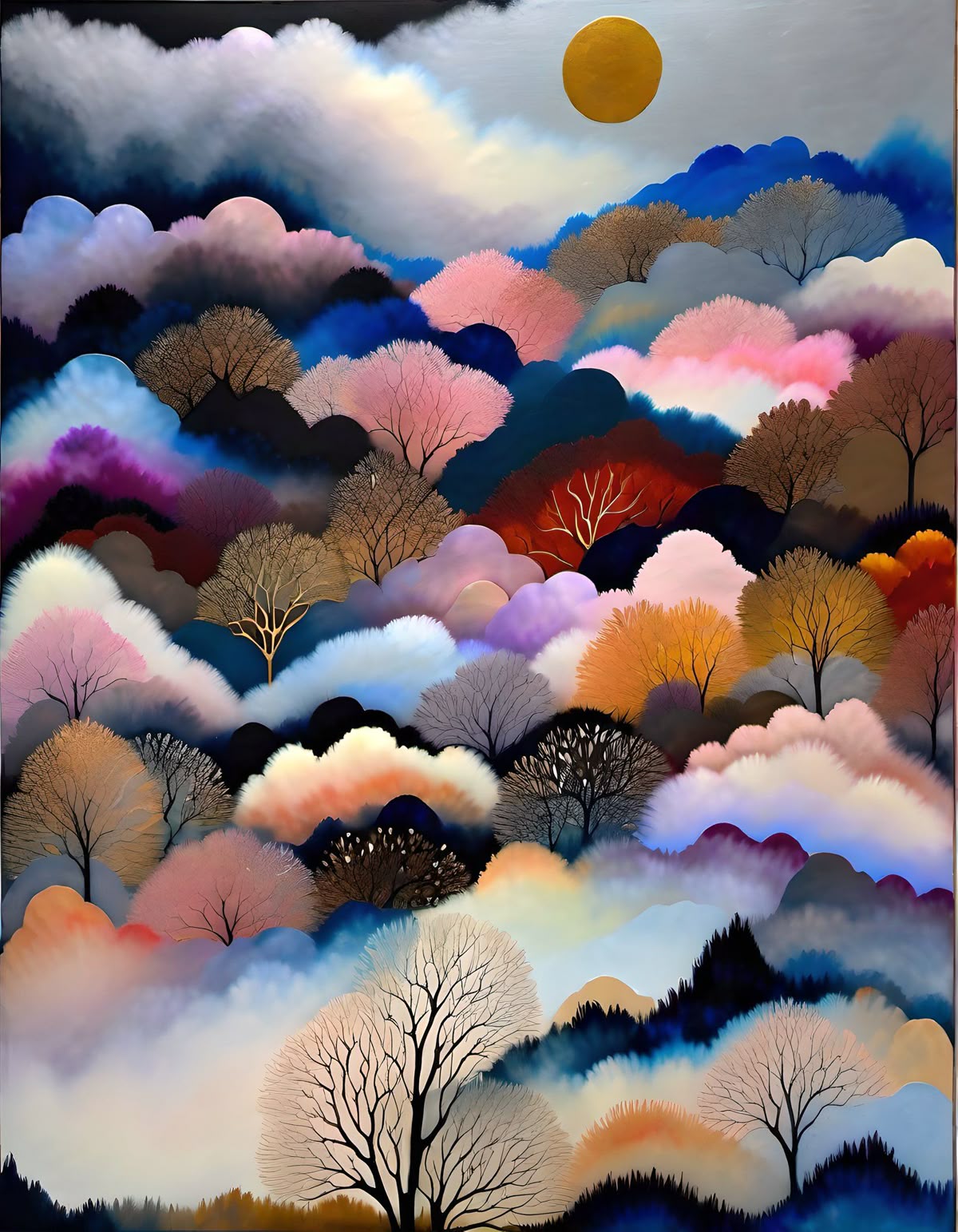 A dance of a misty, diverse forest