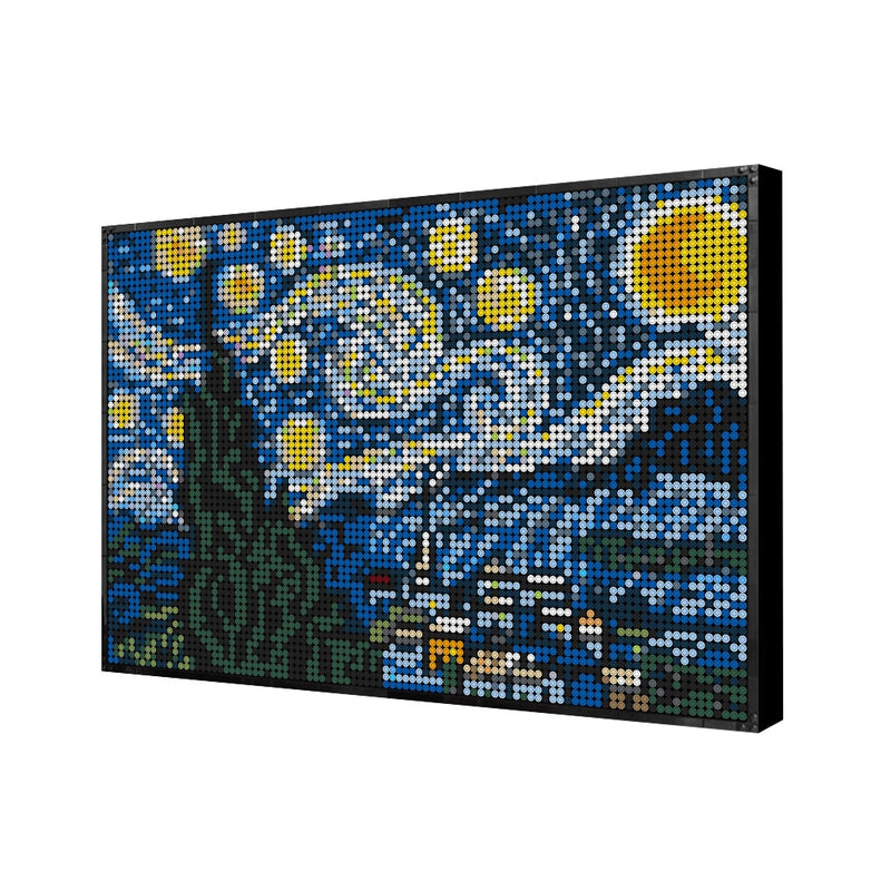 Starry Night Building Blocks Pixel Art Mosaic