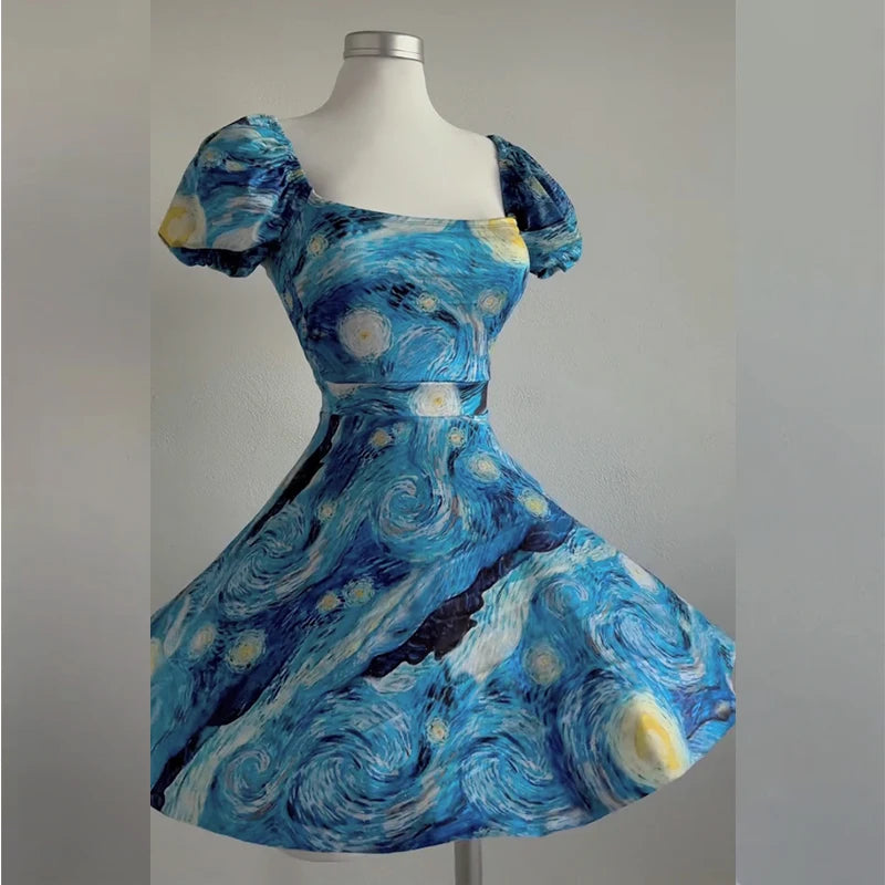 Van Gogh Starry Sky Mini Dress