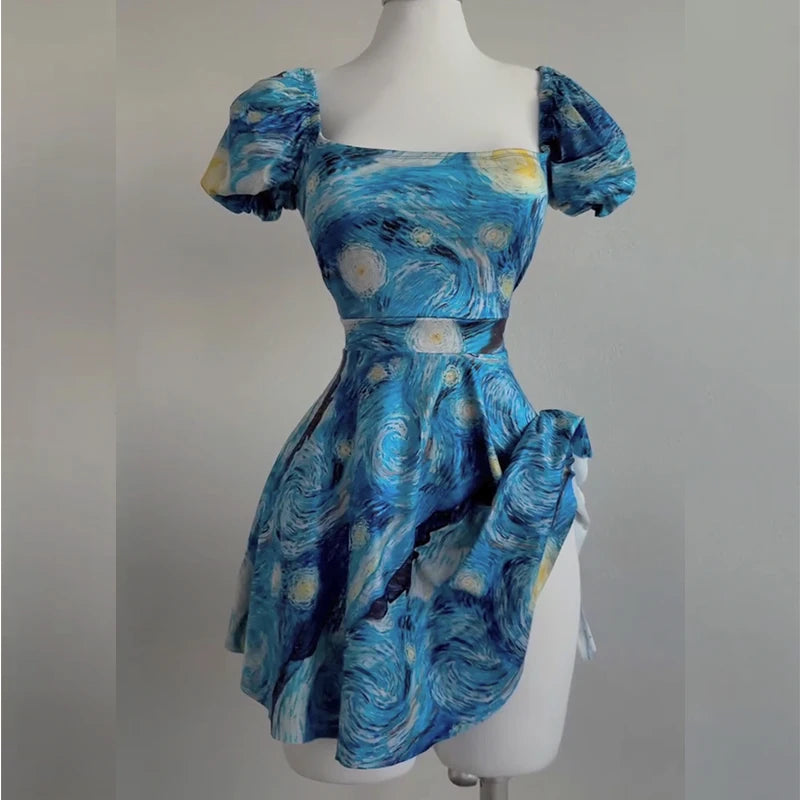 Van Gogh Starry Sky Mini Dress
