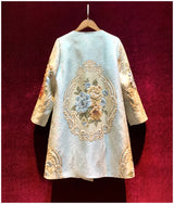 Embroidery Heavy Rhinestone Trench Coat