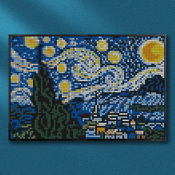 Starry Night Building Blocks Pixel Art Mosaic