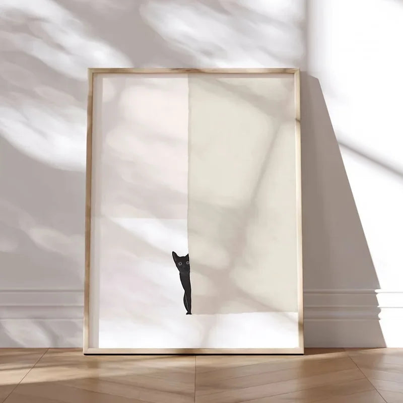 I See You – Minimalist Black Cat Art Print
