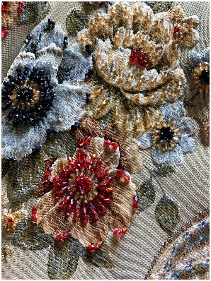 Embroidery Heavy Rhinestone Trench Coat