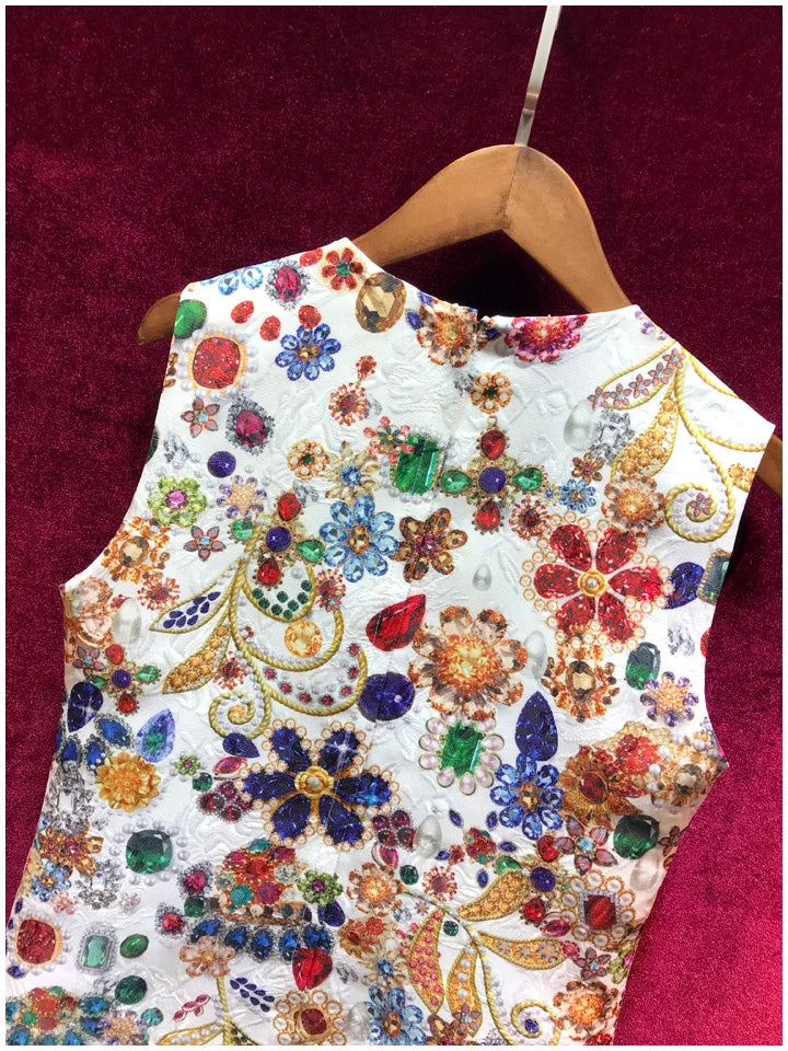 Vibrant Diamante Stones White Mini Dress