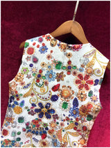 Vibrant Diamante Stones White Mini Dress