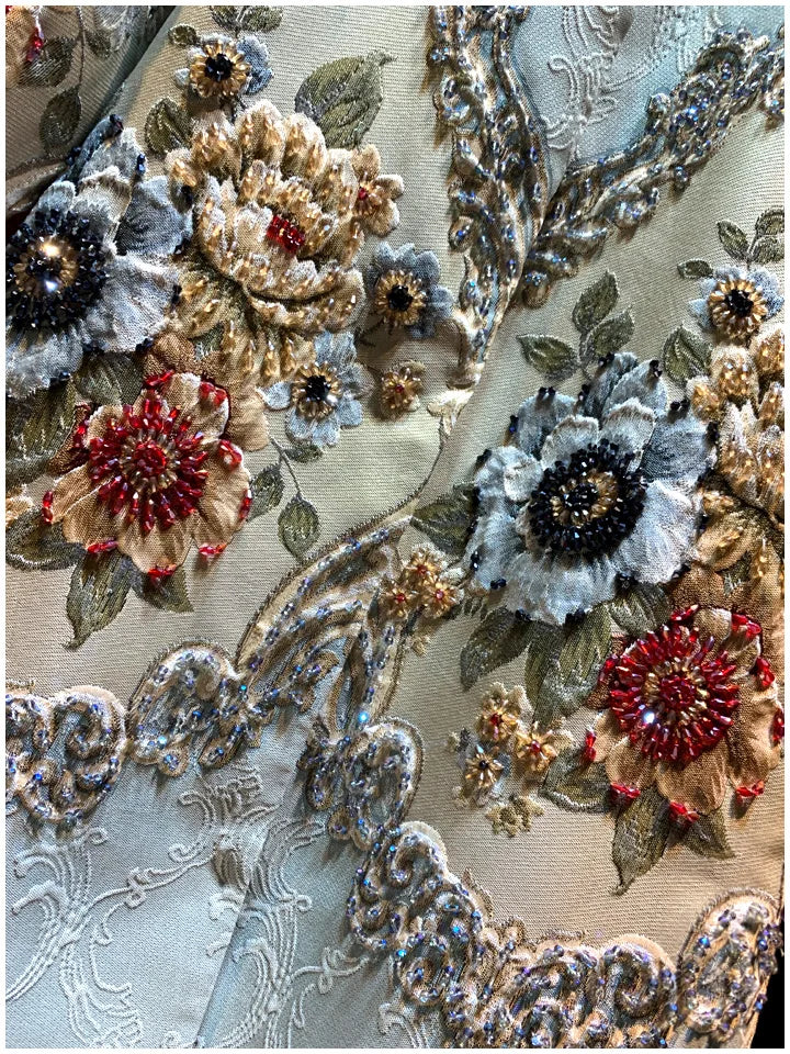 Embroidery Heavy Rhinestone Trench Coat