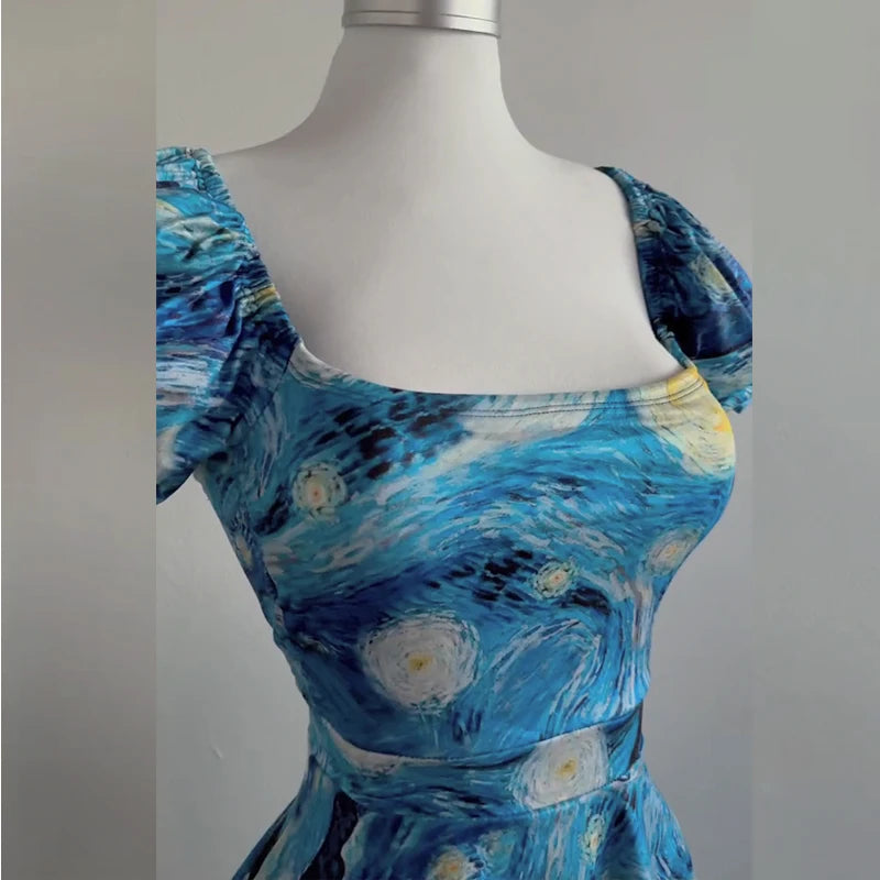 Van Gogh Starry Sky Mini Dress