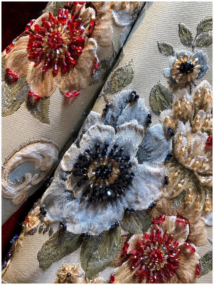 Embroidery Heavy Rhinestone Trench Coat