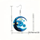 Unique 2D Acrylic Starry Night Earrings