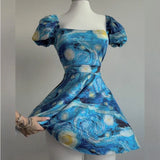 Van Gogh Starry Sky Mini Dress