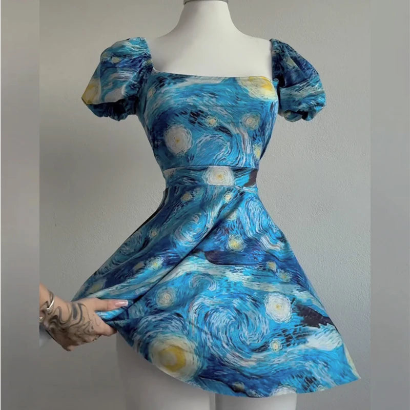 Van Gogh Starry Sky Mini Dress