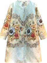 Embroidery Heavy Rhinestone Trench Coat