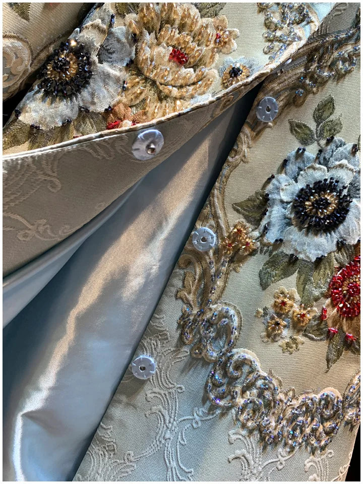 Embroidery Heavy Rhinestone Trench Coat