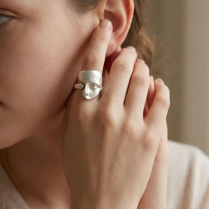 Unique Abstract Face Ring