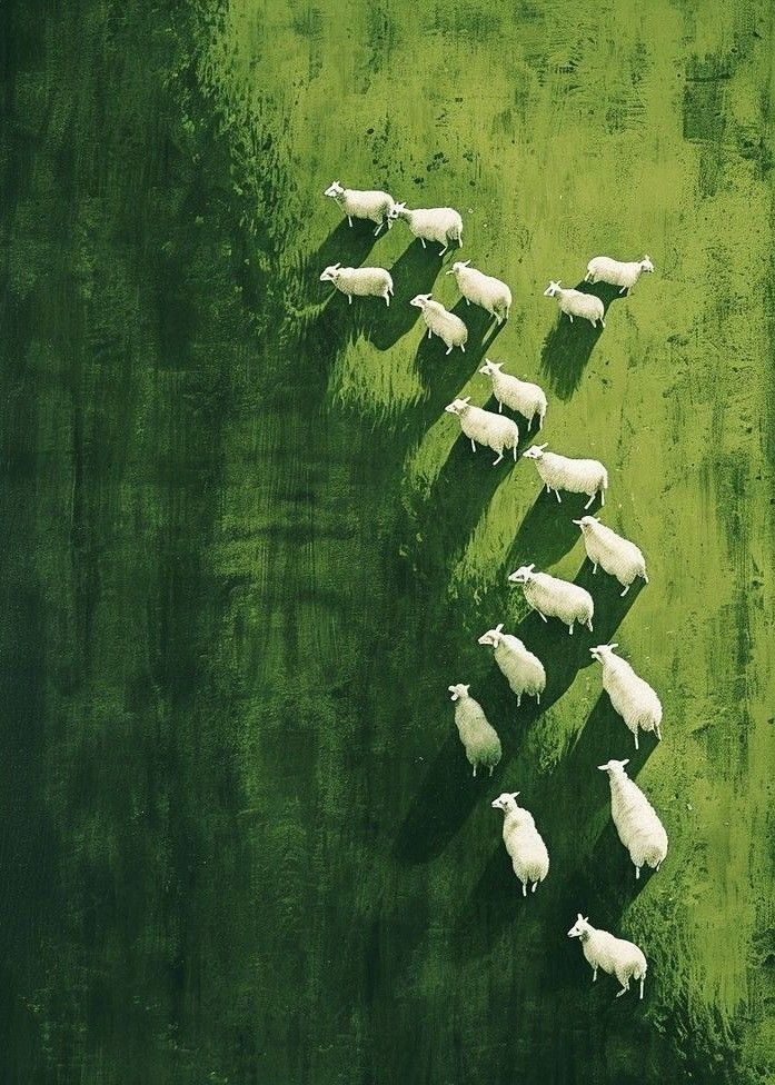 Among the Green – Minimalist Aerial Pasture Print
