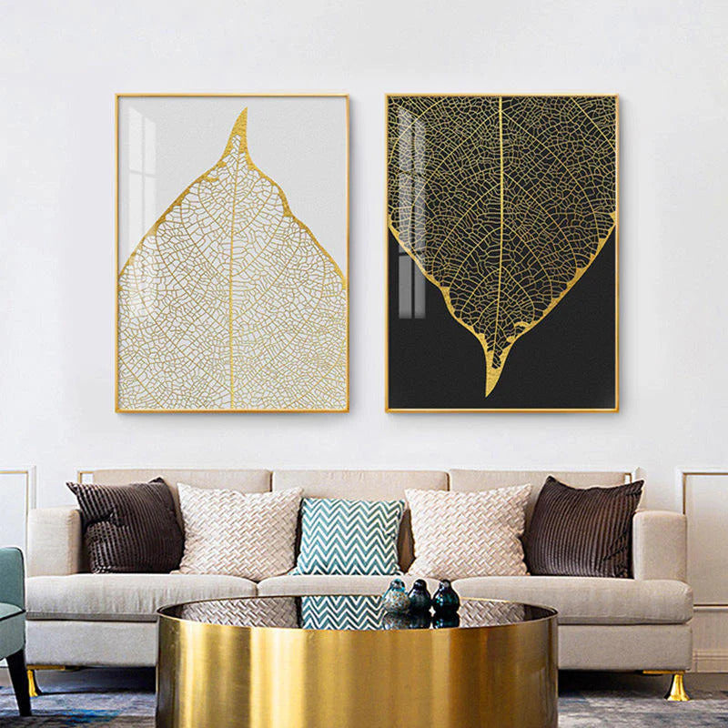 Scandinavian Golden Leaf & Petals Prints