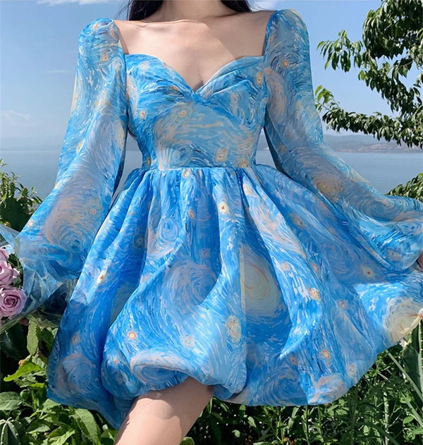 Starry Night Chiffon Short Dress