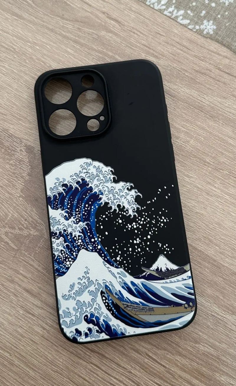 Embossed 'The Great Wave off Kanagawa' Iphone Cases