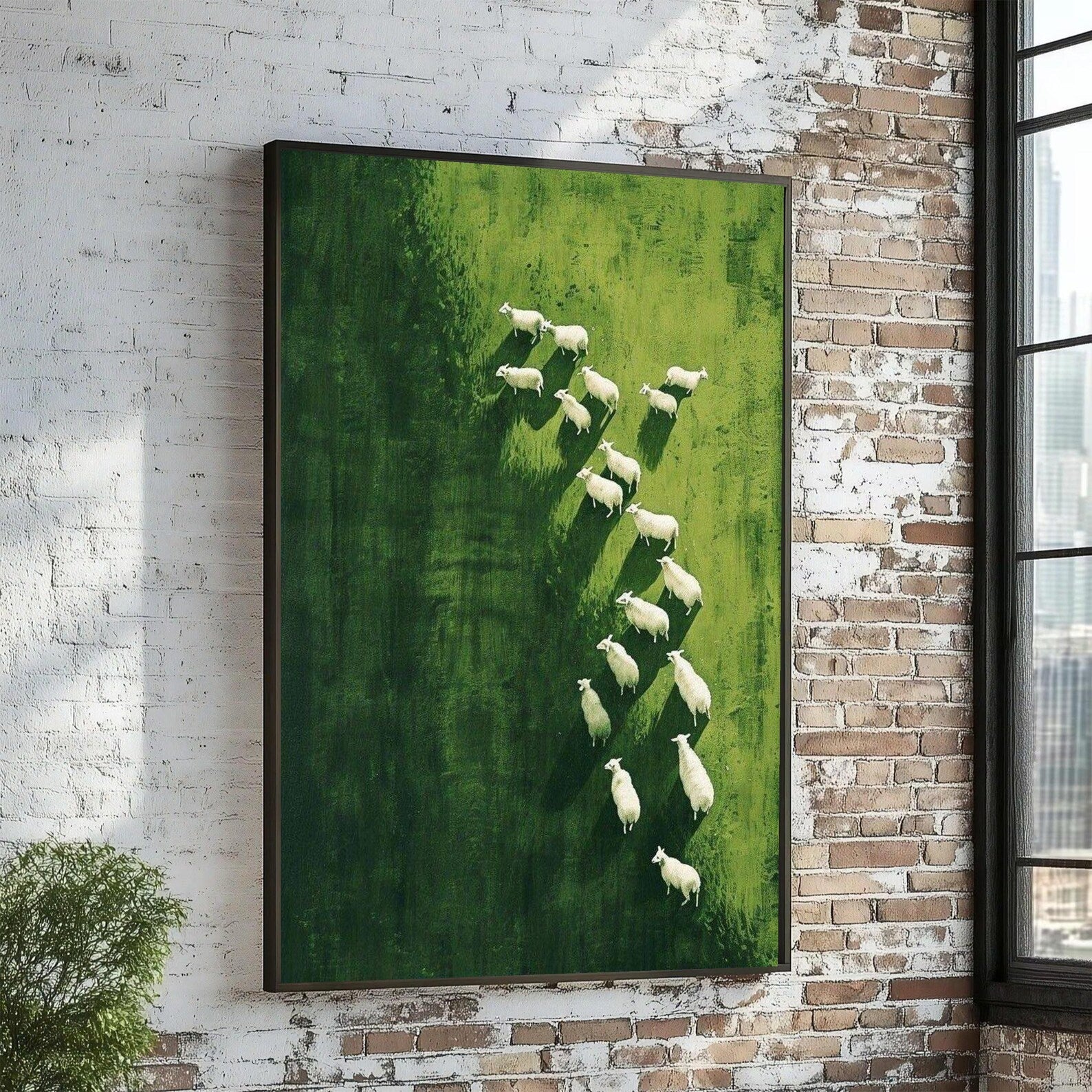 Among the Green – Minimalist Aerial Pasture Print