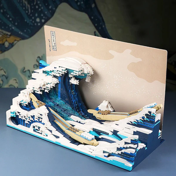 Tableau 2x3 'La grande vague de Kanagawa' - Pièce LEGO® customisée
