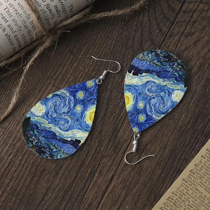 Gogh's Starry Night Vinyl Earrings