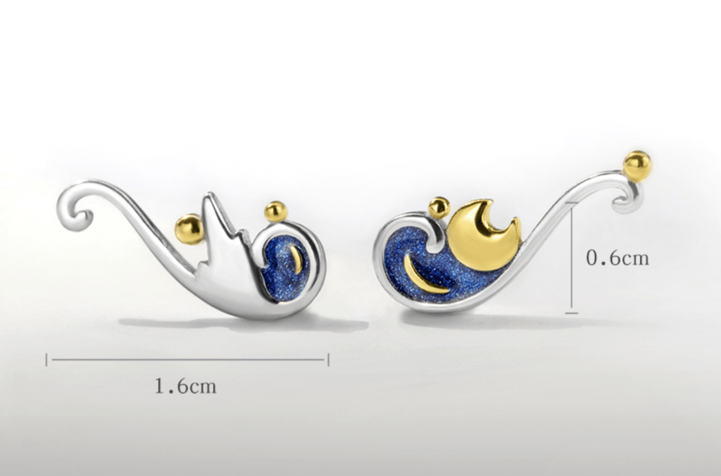 The Starry Night Inspired Silver Earrings - Art Store