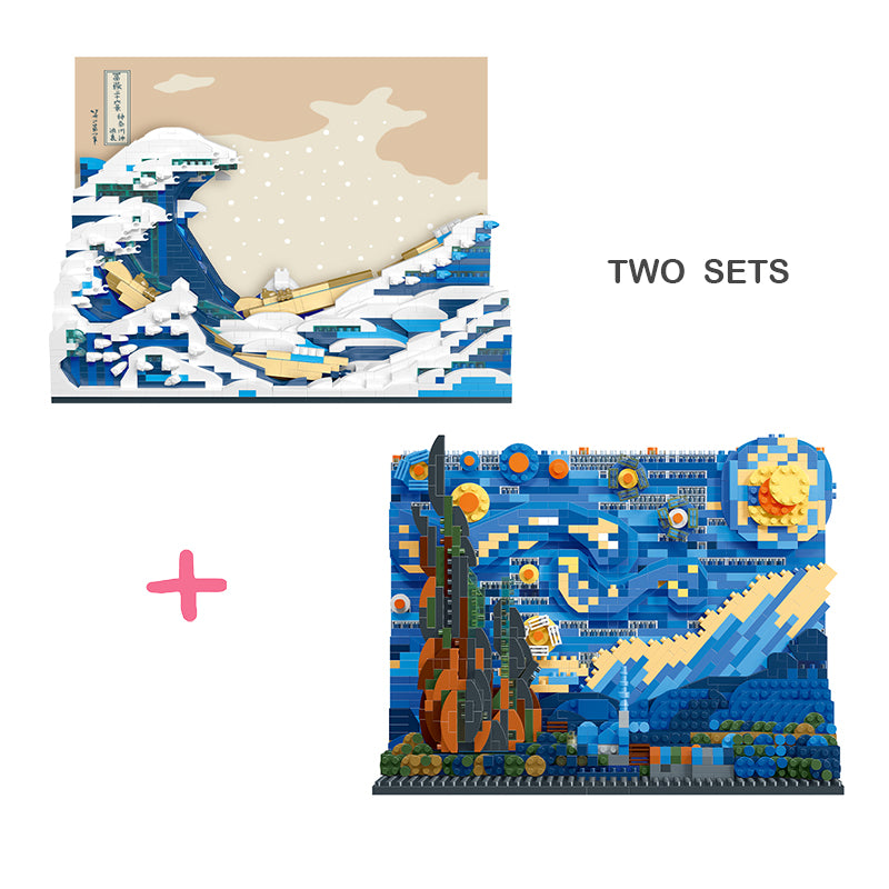 Kanagawa Wave & Starry Night 3D Micro building blocks