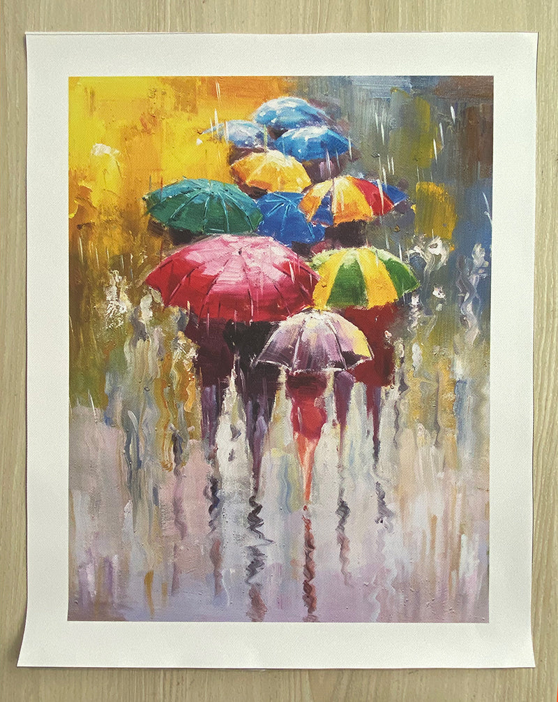 Colorful Umbrellas in the Rain Print