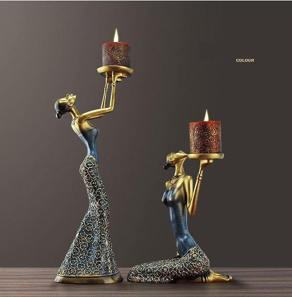 Art Nouveau Lady Figure Candle Holders - Art Store