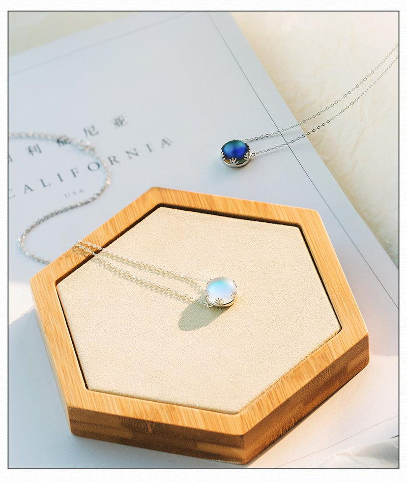 Halo Moonstone Crystal Aurora Necklace - Art Store