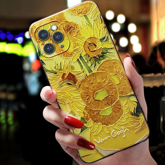 Embossed 3d Van Gogh Artwork Cases Iphone