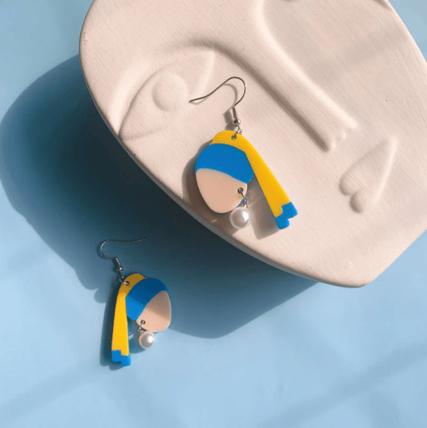 Faux Pearl Acrylic Girl Drop Earrings - PAP Art Store