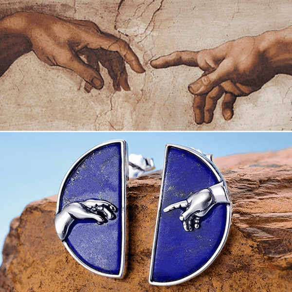 'The Creation of Adam' Silver Earrings - PAP Art Store