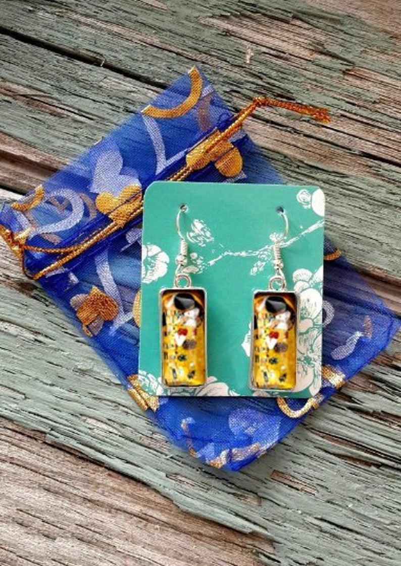 Gustav Klimt Artworks Glass Earrings - PAP Art Store