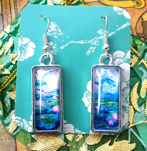 Claude Monet Artwork Glass Earrings