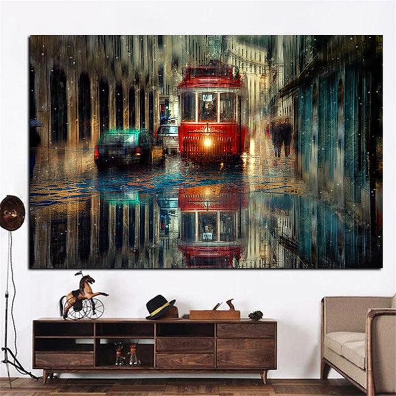 Impressionist Rainy Streetscape Wall Art - Art Store