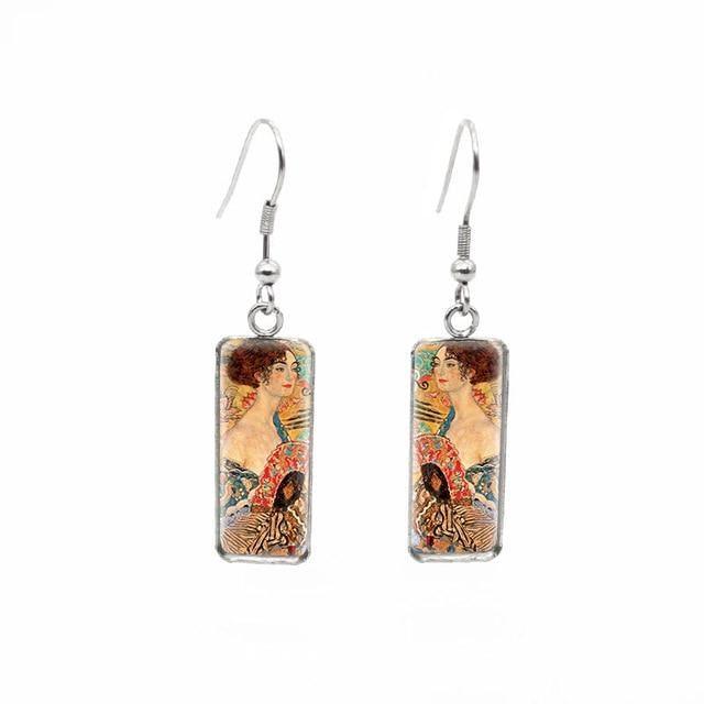 Gustav Klimt Artworks Glass Earrings - PAP Art Store