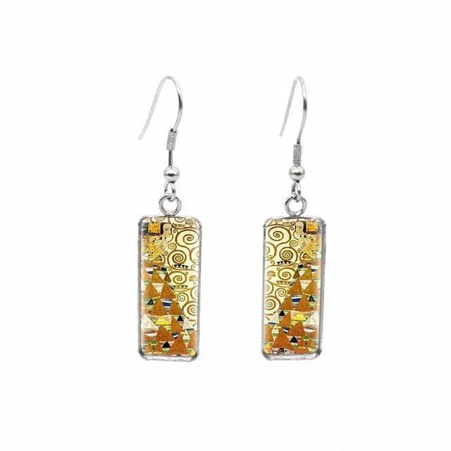 Gustav Klimt Artworks Glass Earrings - PAP Art Store