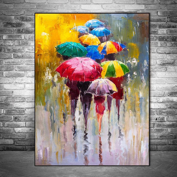 Colorful Umbrellas in the Rain Wall Art Prints - PAP Art Store
