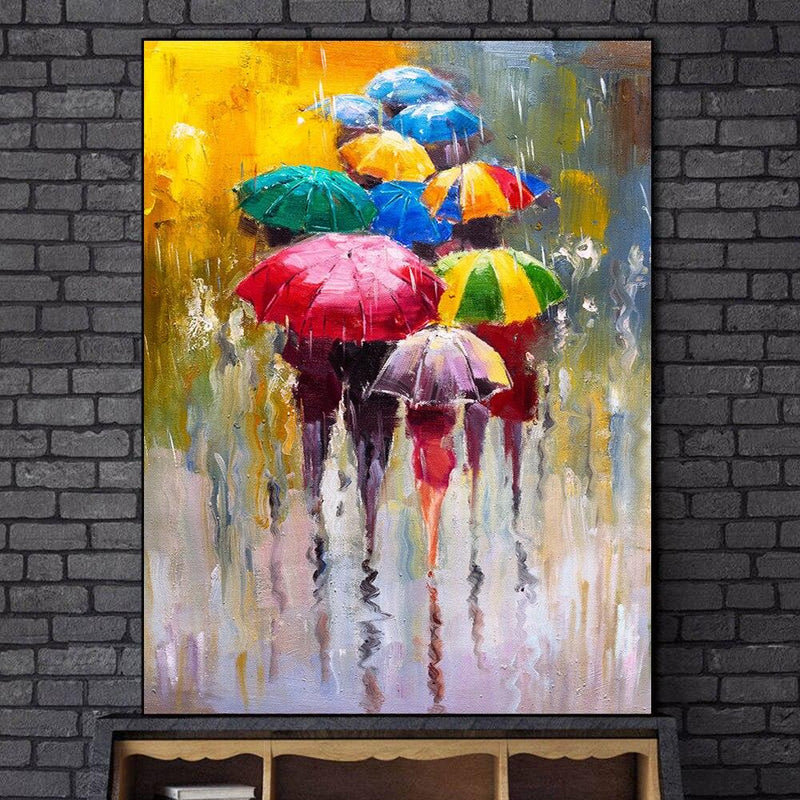 Colorful Umbrellas in the Rain Wall Art Prints - PAP Art Store