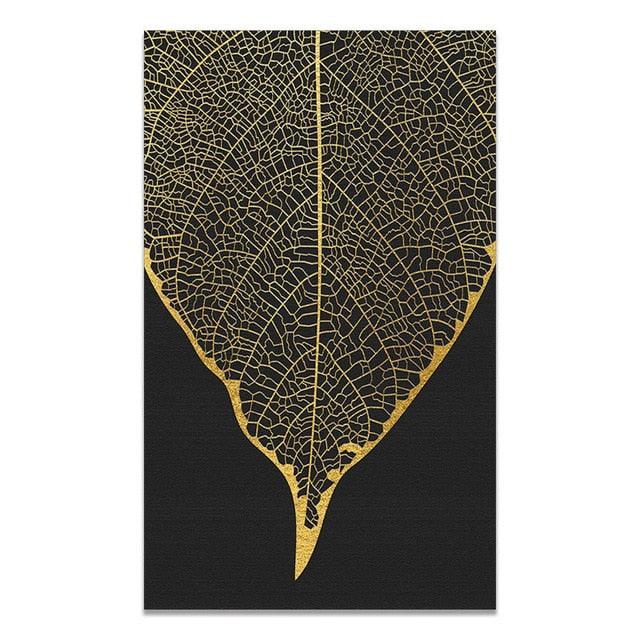 Scandinavian Golden Leaf & Petals Wall Art - PAP Art Store