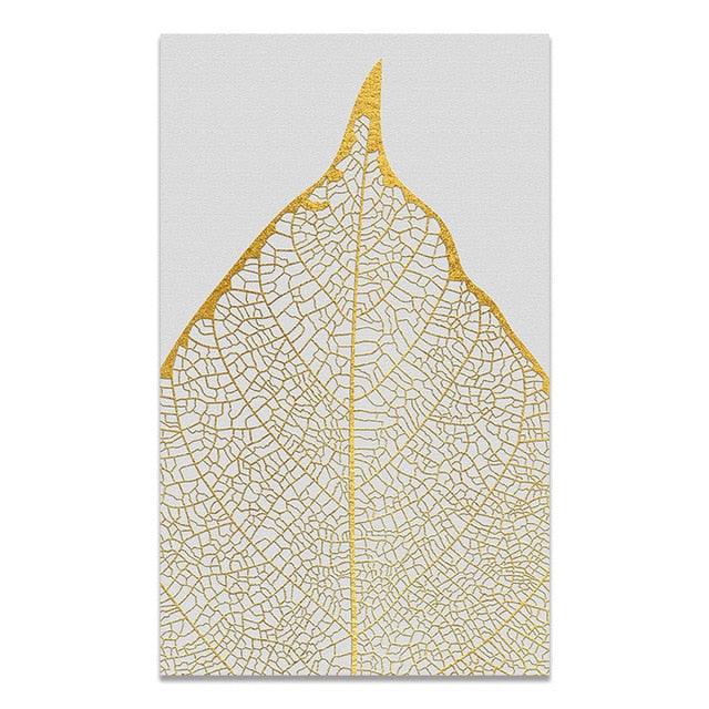 Scandinavian Golden Leaf & Petals Wall Art - PAP Art Store