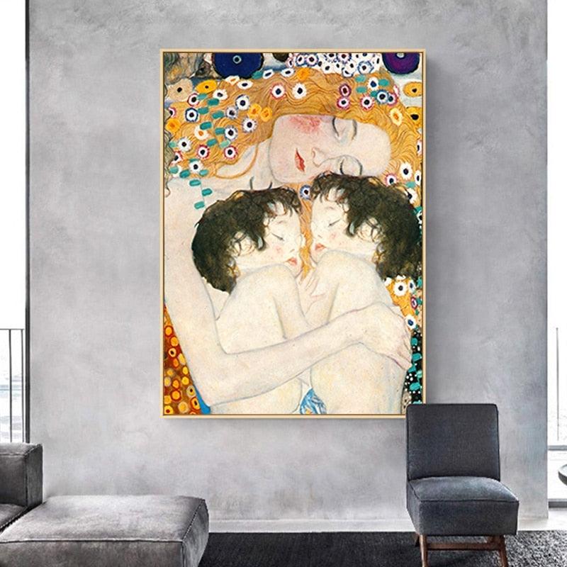 Gustav Klimt 'Mother and Child Twins' Wall Art Print - PAP Art Store