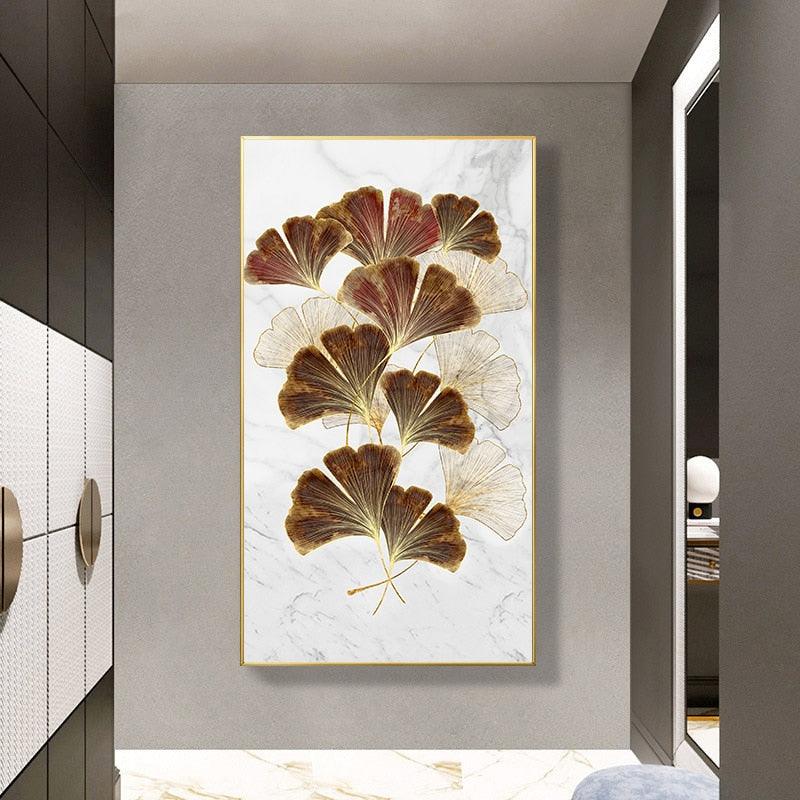Marble Golden Leaf Nordic Wall Art Prints - PAP Art Store
